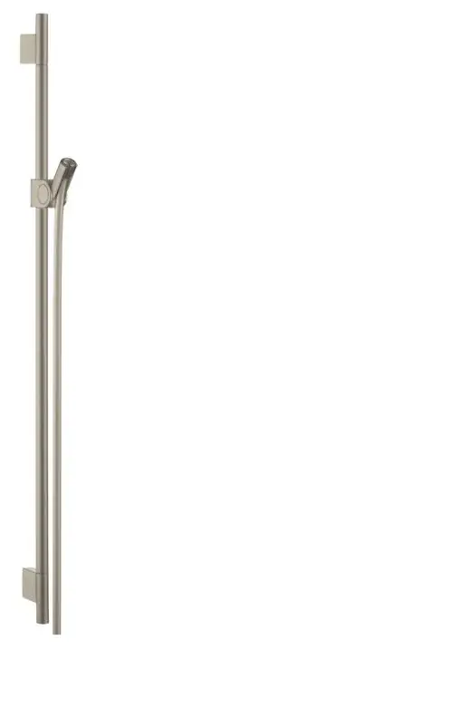 Brausestange aus gebürstetem Nickel mit angebrachtem Brauseschlauch, ausgelegt für die Kombination mit AXOR Armaturen im Badezimmer.